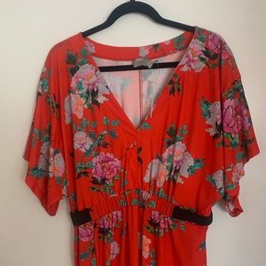 ASOS red floral dolman sleeve dress